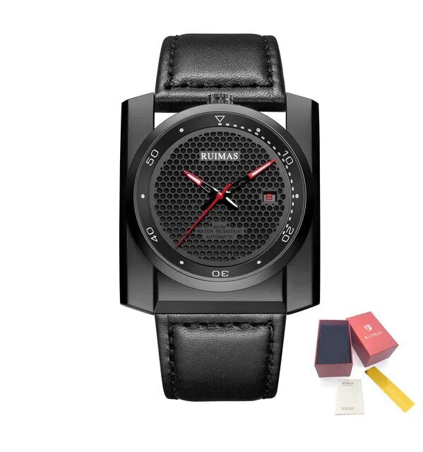 RUIMAS Luxury Men Watches Automatic Mechanical Wrist Watch for Mens Fashion Leather Business Casual Clock Montre Homme 6775-14