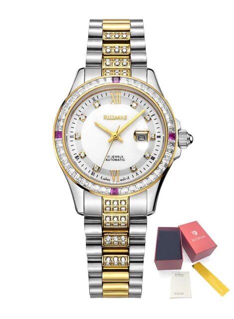 RUIMAS Sapphire Mechanical Women Watch Brand Luxury Steel Bracelet Ladies Fashion Watch Automatic Female Clock Reloj Mujer 6740-11