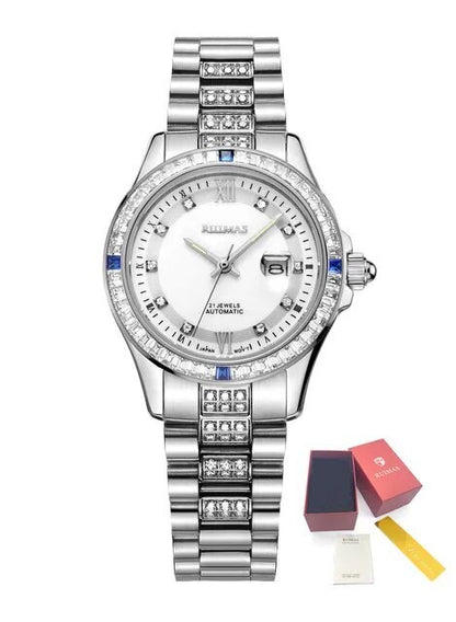 RUIMAS Sapphire Mechanical Women Watch Brand Luxury Steel Bracelet Ladies Fashion Watch Automatic Female Clock Reloj Mujer 6740-12