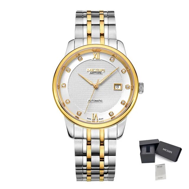 MEGIR Men Watches Stainless Steel Bracelet Sapphire Automatic Mechanical Watch Luxury Business Wristwatches Clock Reloj Hombre-8