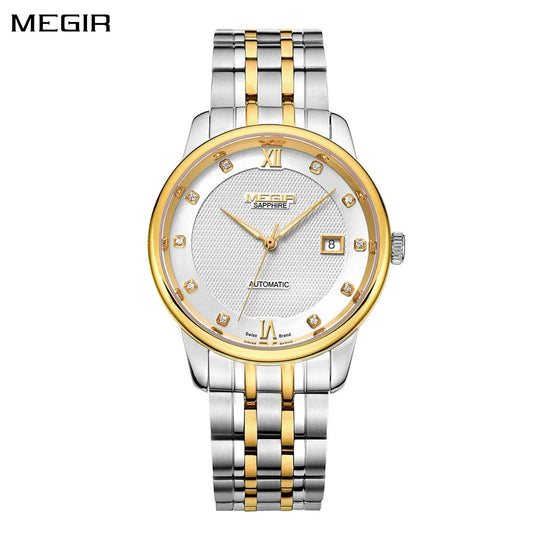 MEGIR Men Watches Stainless Steel Bracelet Sapphire Automatic Mechanical Watch Luxury Business Wristwatches Clock Reloj Hombre-0