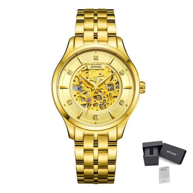 MEGIR Luxury Men Watches Waterproof Automatic Mechanical Watch Stainless Steel Sapphire Gold Business WristWatch Reloj Hombre-13
