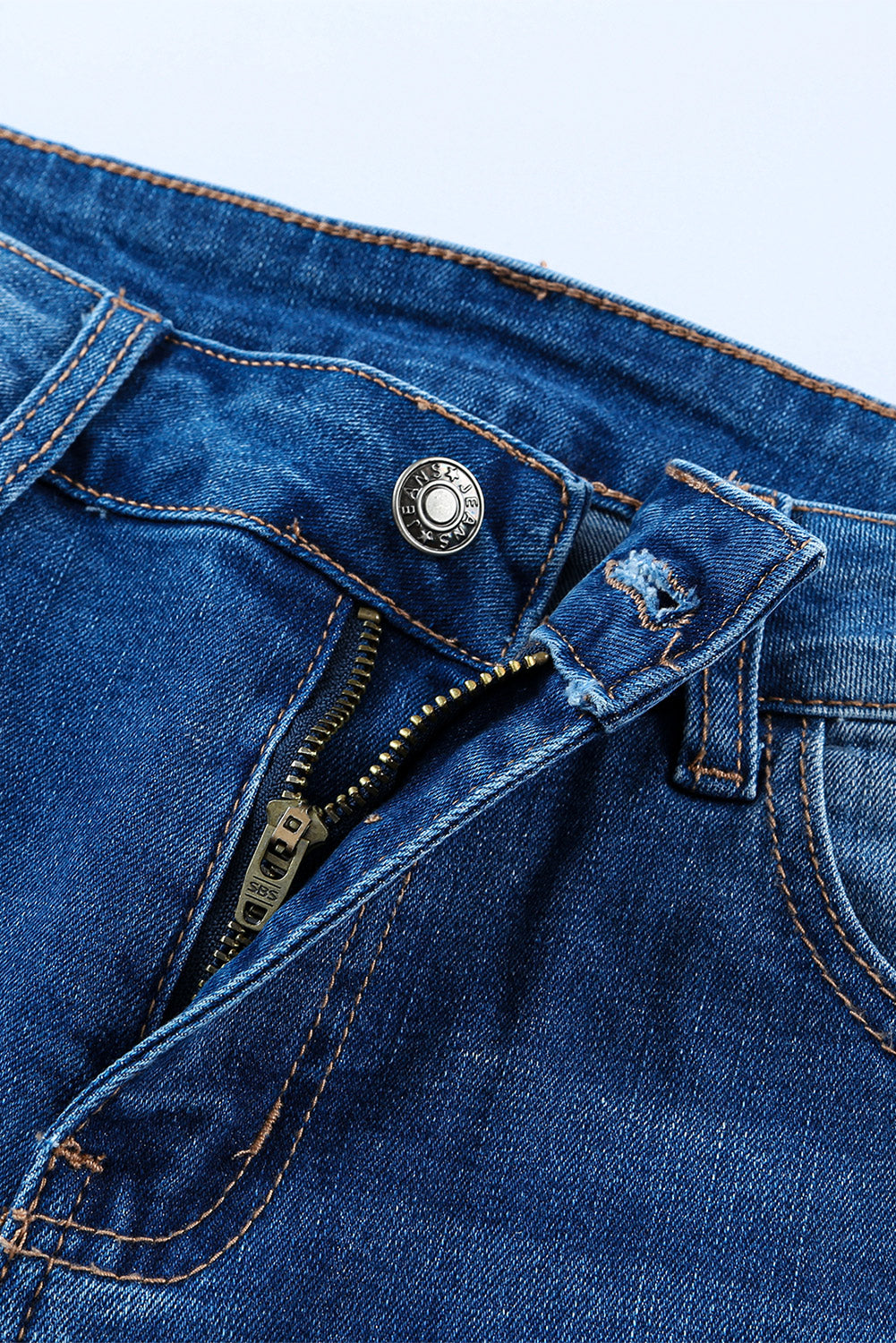 SHEWIN Dark Blue Casual Pocket High Rise Wide Leg Jeans