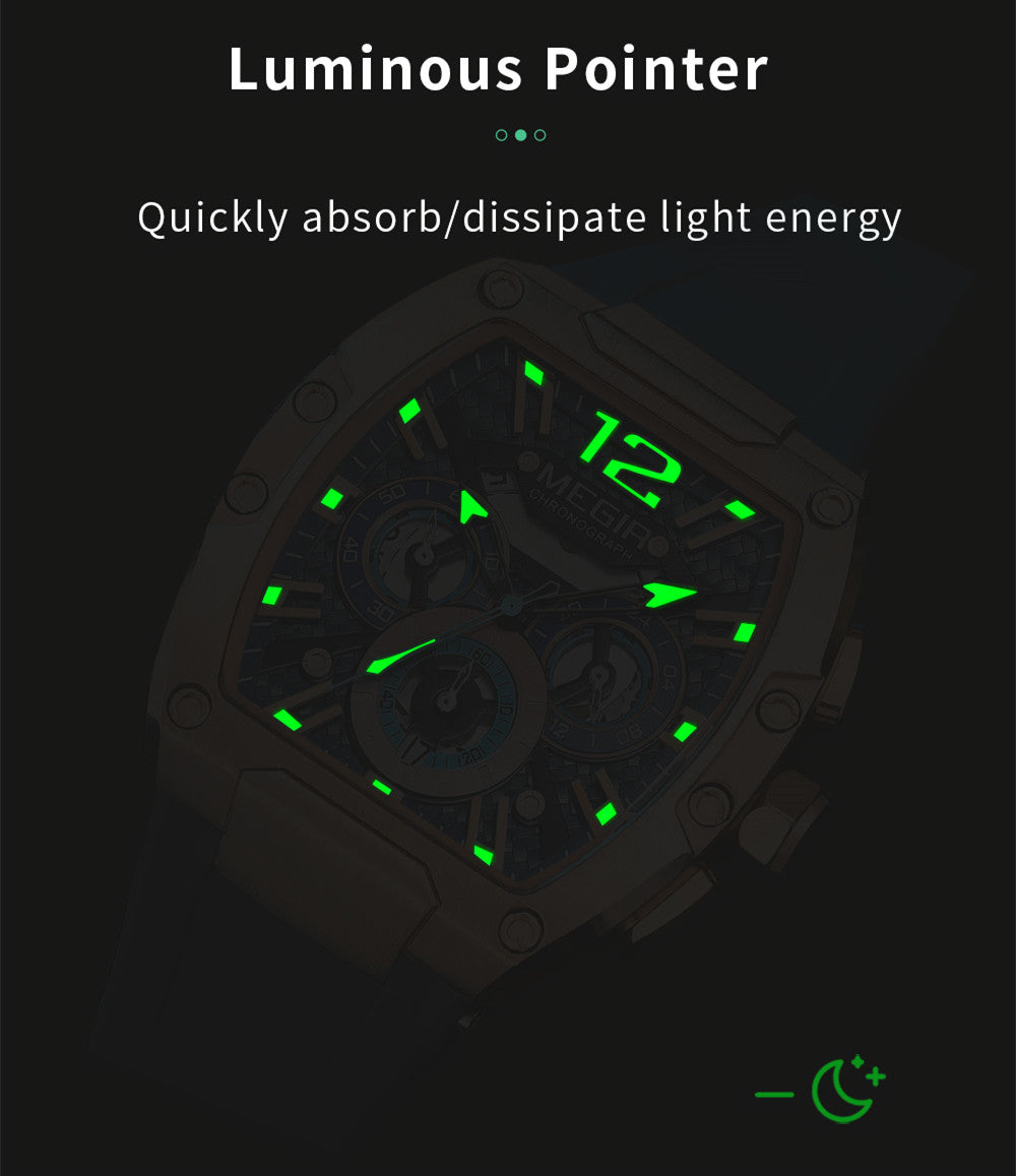 MEGIR Chronograph Luxury Sport Quartz Watch Men Waterproof Luminous Silicone Casual Big Dial Wristwatch Auto Date Reloj Hombre-11