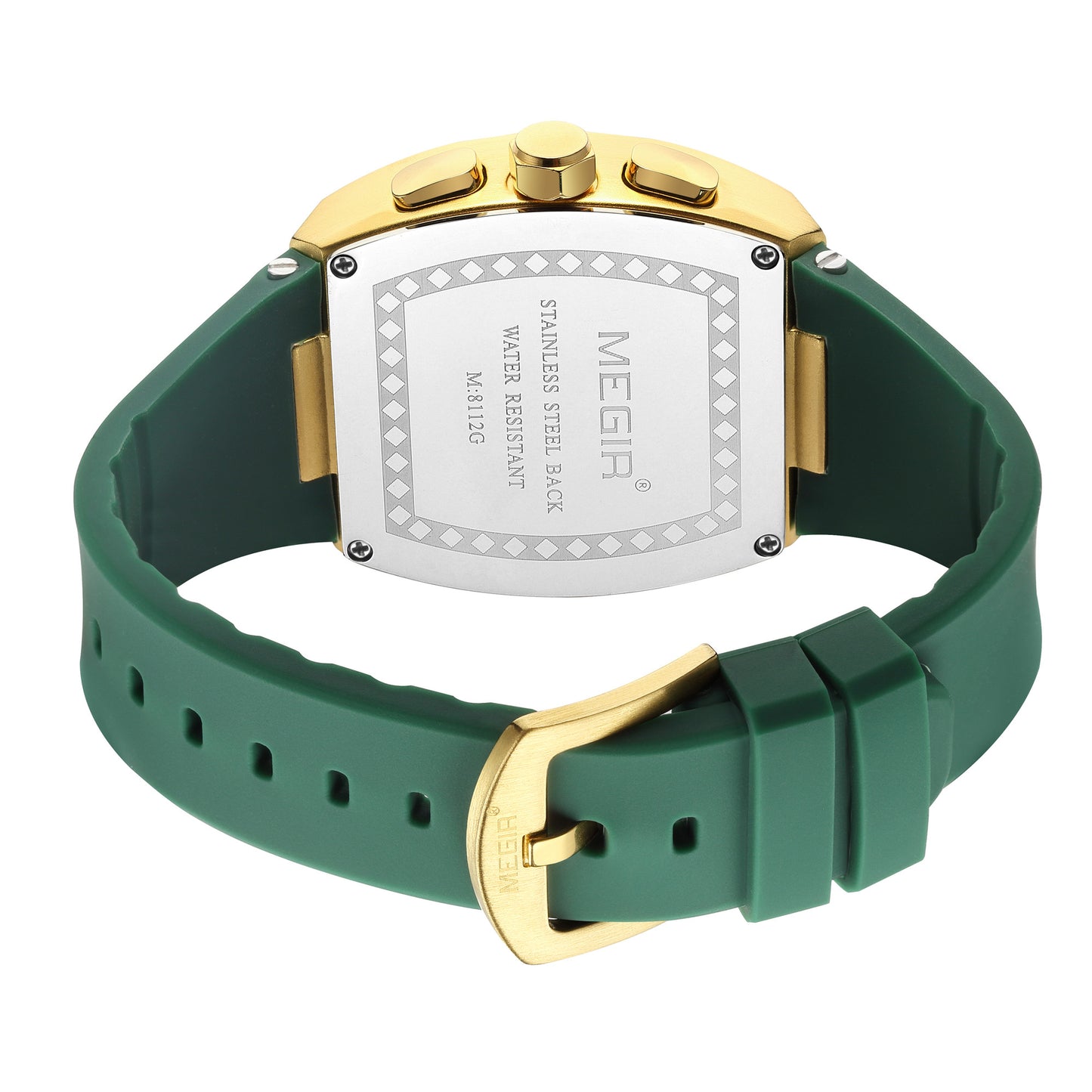 MEGIR Chronograph Luxury Sport Quartz Watch Men Waterproof Luminous Silicone Casual Big Dial Wristwatch Auto Date Reloj Hombre-8