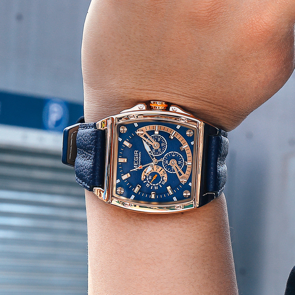 MEGIR Fashion Mens Watches Brand Luxury Waterproof Military WristWatch Leather Sport Quartz Date Weeds Clock Reloj Hombre-1