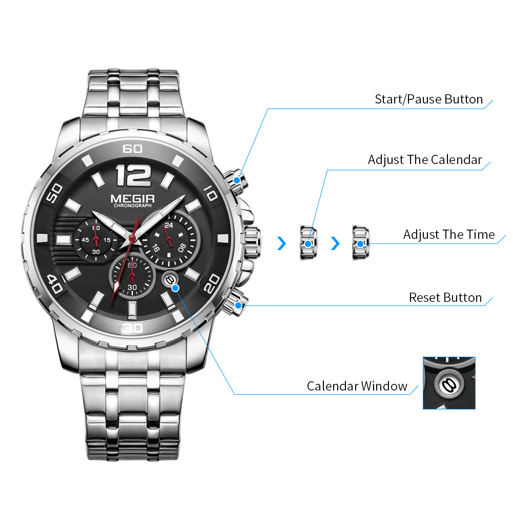MEGIR Chronograph Quartz Men Watch Top Brand Luxury Military Wrist Watches Clock Men Relogio Masculino Business Wristwatch-14