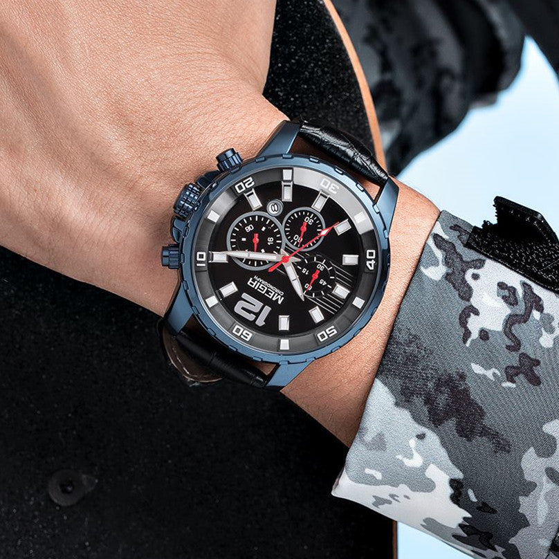 MEGIR Chronograph Quartz Men Watch Top Brand Luxury Military Wrist Watches Clock Men Relogio Masculino Business Wristwatch-4
