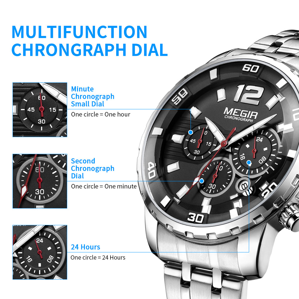 MEGIR Chronograph Quartz Men Watch Top Brand Luxury Military Wrist Watches Clock Men Relogio Masculino Business Wristwatch-12