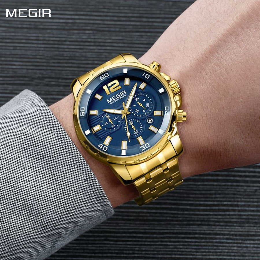 MEGIR Chronograph Quartz Men Watch Top Brand Luxury Military Wrist Watches Clock Men Relogio Masculino Business Wristwatch-0