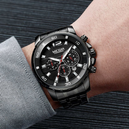 MEGIR Chronograph Quartz Men Watch Top Brand Luxury Military Wrist Watches Clock Men Relogio Masculino Business Wristwatch-2