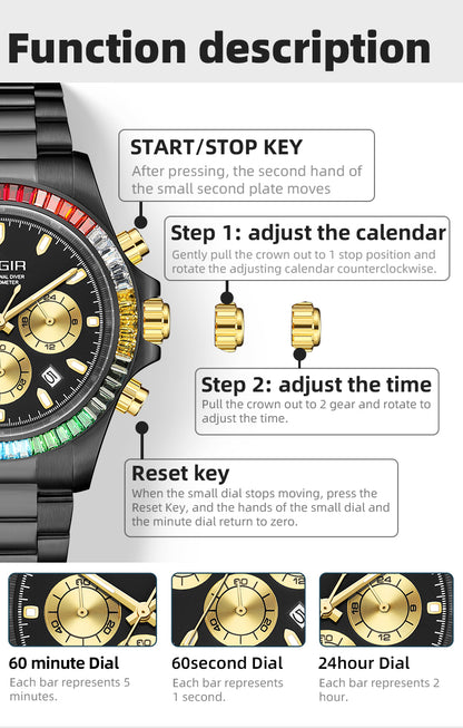 MEGIR Mens Watches Top Brand Luxury Business Wristwatches Stainless Steel Waterproof Date Quartz Chronograph Reloj Hombre 8410-10