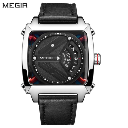 MEGIR Watches for Men Leather Strap Automatic Mechanical Watch Waterproof Business Casual Wristwatch Date Clock Montre Homme-0