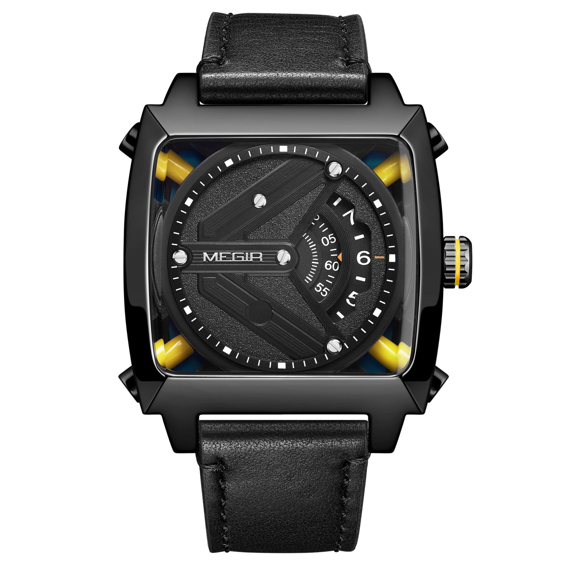 MEGIR Watches for Men Leather Strap Automatic Mechanical Watch Waterproof Business Casual Wristwatch Date Clock Montre Homme-10