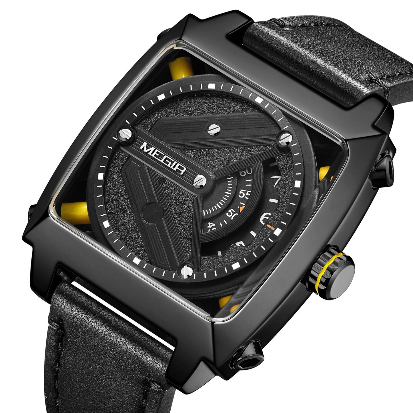 MEGIR Watches for Men Leather Strap Automatic Mechanical Watch Waterproof Business Casual Wristwatch Date Clock Montre Homme-6