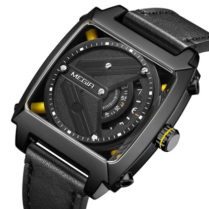 MEGIR Watches for Men Leather Strap Automatic Mechanical Watch Waterproof Business Casual Wristwatch Date Clock Montre Homme-6