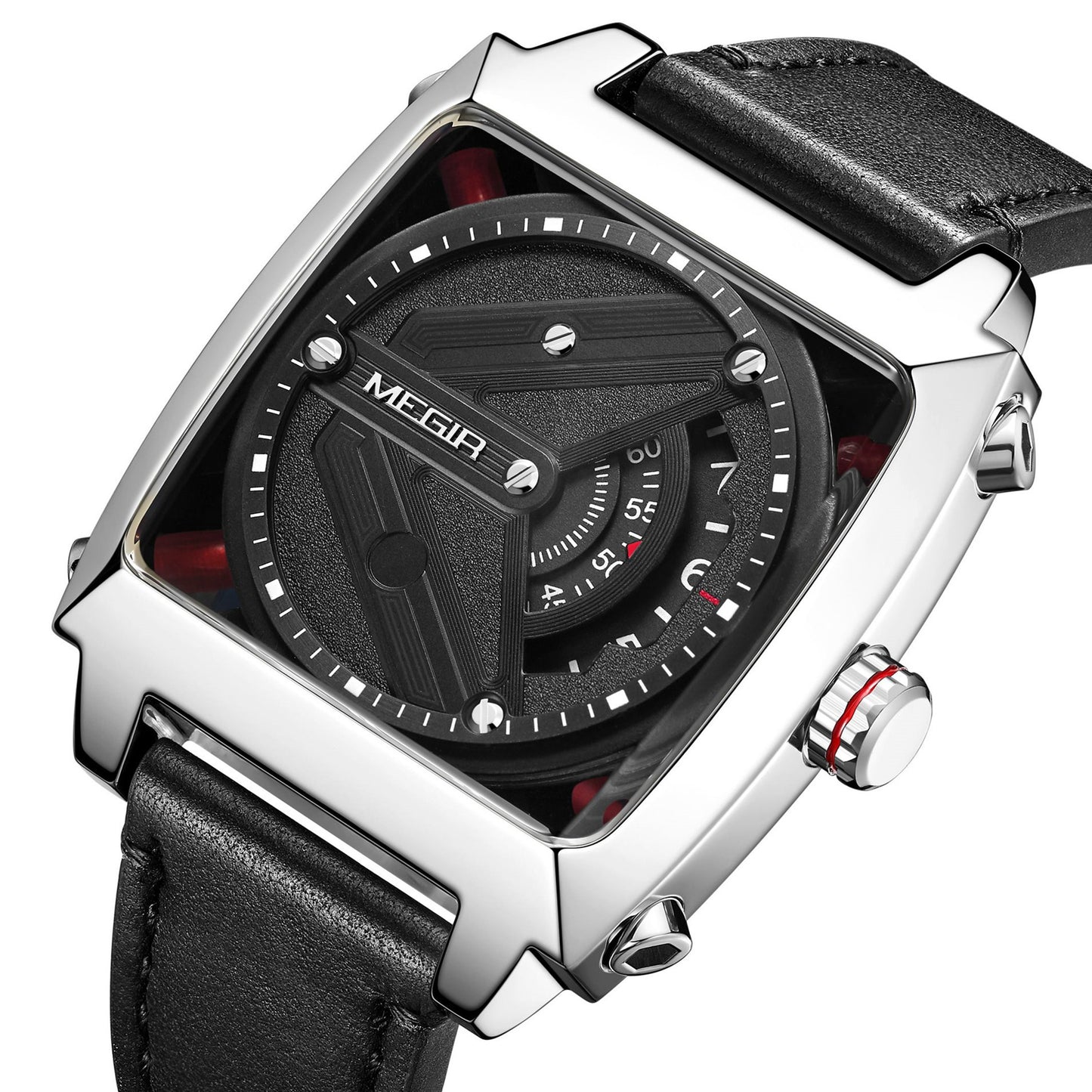 MEGIR Watches for Men Leather Strap Automatic Mechanical Watch Waterproof Business Casual Wristwatch Date Clock Montre Homme-7