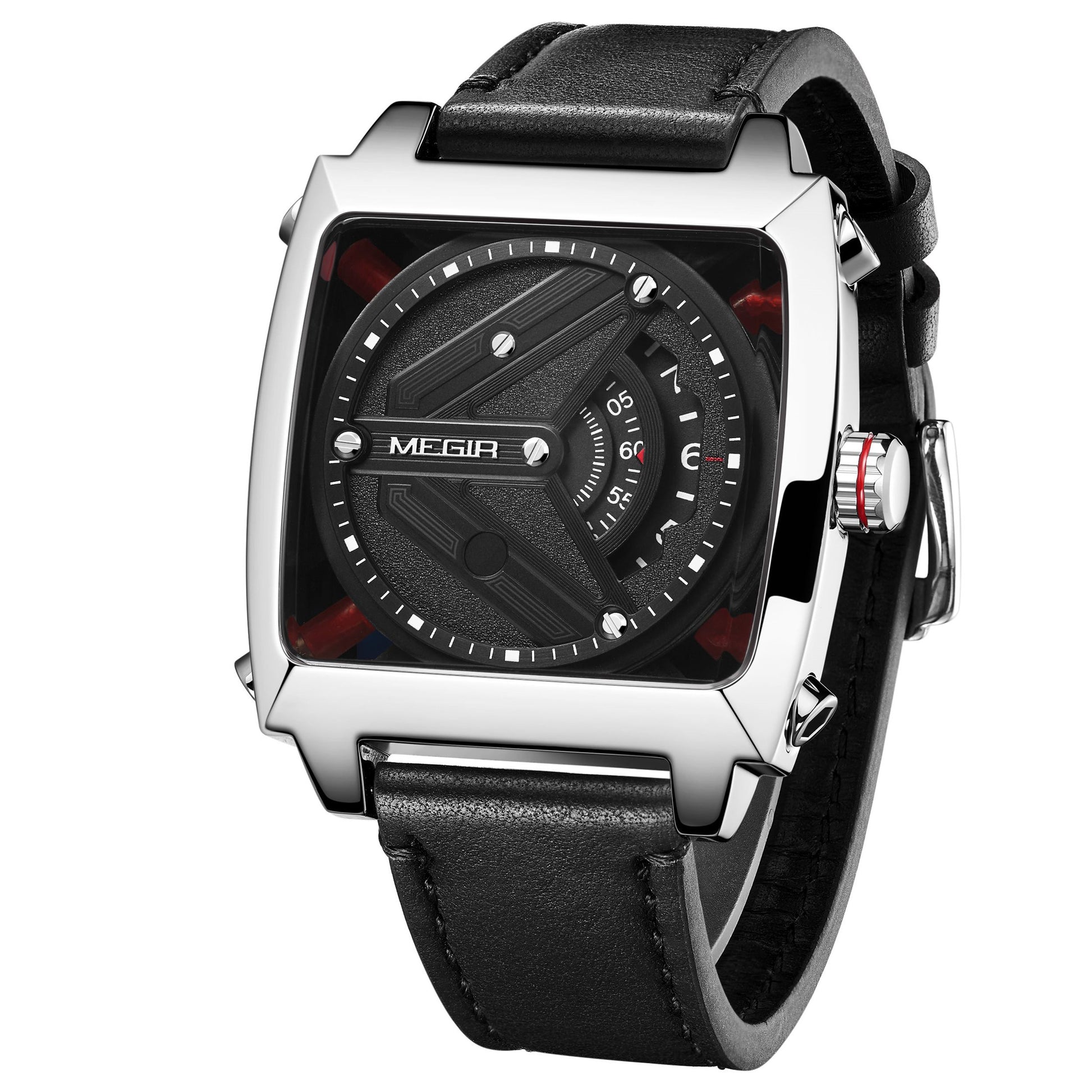 MEGIR Watches for Men Leather Strap Automatic Mechanical Watch Waterproof Business Casual Wristwatch Date Clock Montre Homme-8