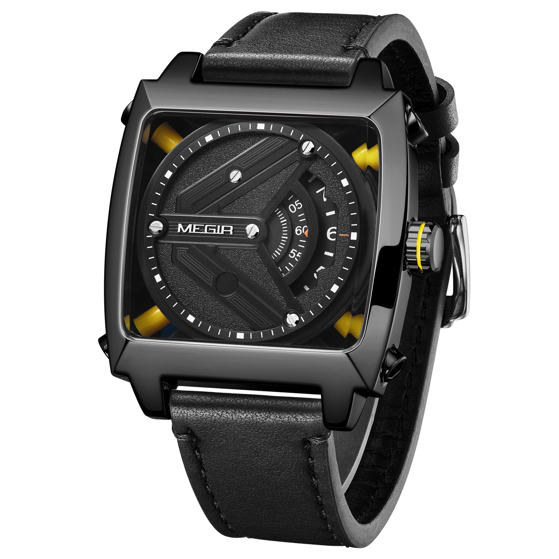 MEGIR Watches for Men Leather Strap Automatic Mechanical Watch Waterproof Business Casual Wristwatch Date Clock Montre Homme-9