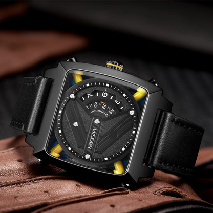 MEGIR Watches for Men Leather Strap Automatic Mechanical Watch Waterproof Business Casual Wristwatch Date Clock Montre Homme-4