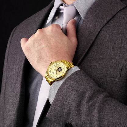 MEGIR Luxury Men Watches Stainless Steel Automatic Mechanical Watch Sapphire Steel Case Business WristWatch Montre Homme-1