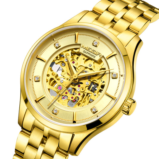MEGIR Luxury Men Watches Waterproof Automatic Mechanical Watch Stainless Steel Sapphire Gold Business WristWatch Reloj Hombre-10