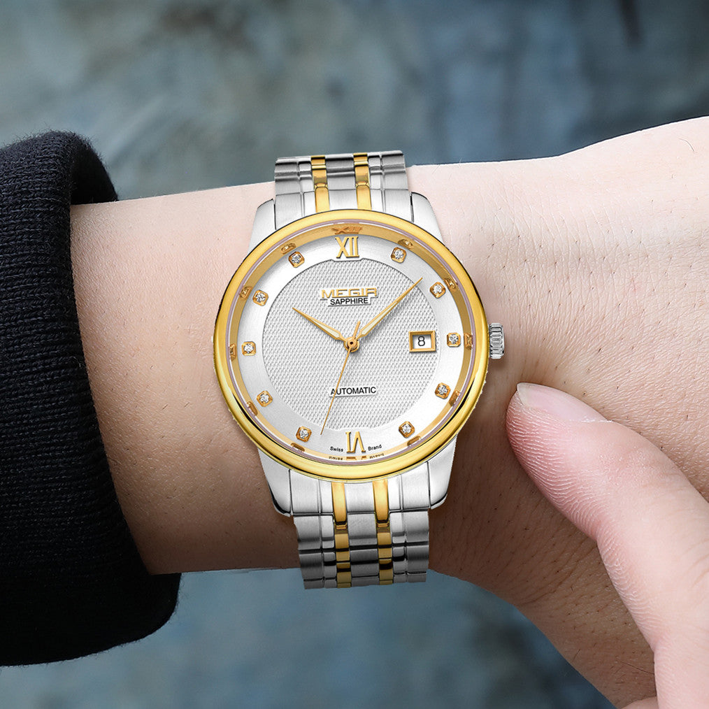 MEGIR Men Watches Stainless Steel Bracelet Sapphire Automatic Mechanical Watch Luxury Business Wristwatches Clock Reloj Hombre-1