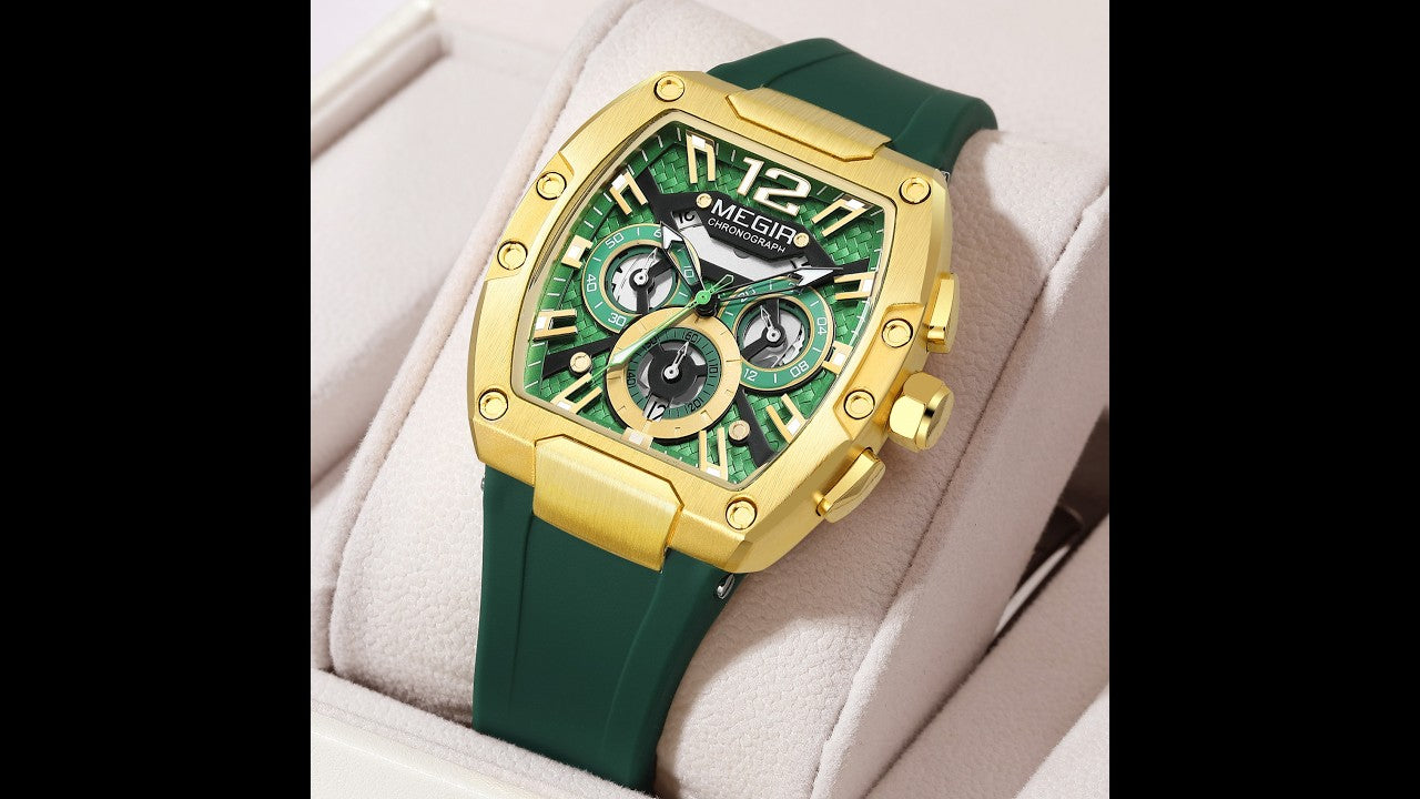 MEGIR Chronograph Luxury Sport Quartz Watch Men Waterproof Luminous Silicone Casual Big Dial Wristwatch Auto Date Reloj Hombre-14