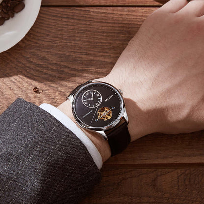 MEGIR Luxury Brand Men Mechanical Watches Multi-function Clock Wrist Watch Leather Automatic Movement Waterproof Wristwatch-1