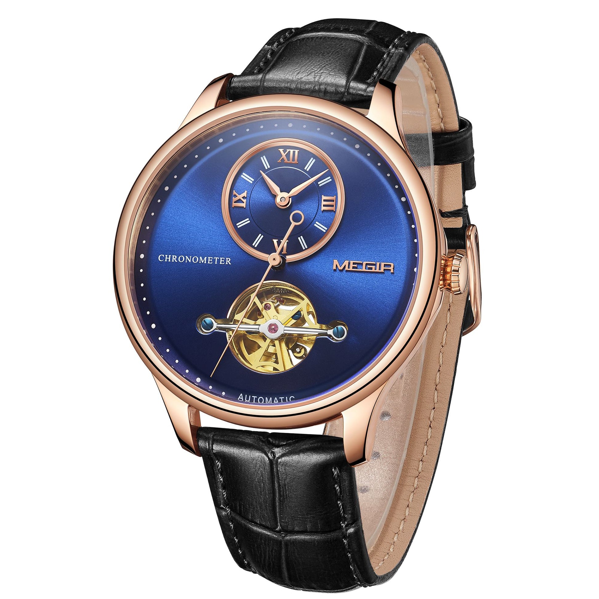 MEGIR Luxury Brand Men Mechanical Watches Multi-function Clock Wrist Watch Leather Automatic Movement Waterproof Wristwatch-10