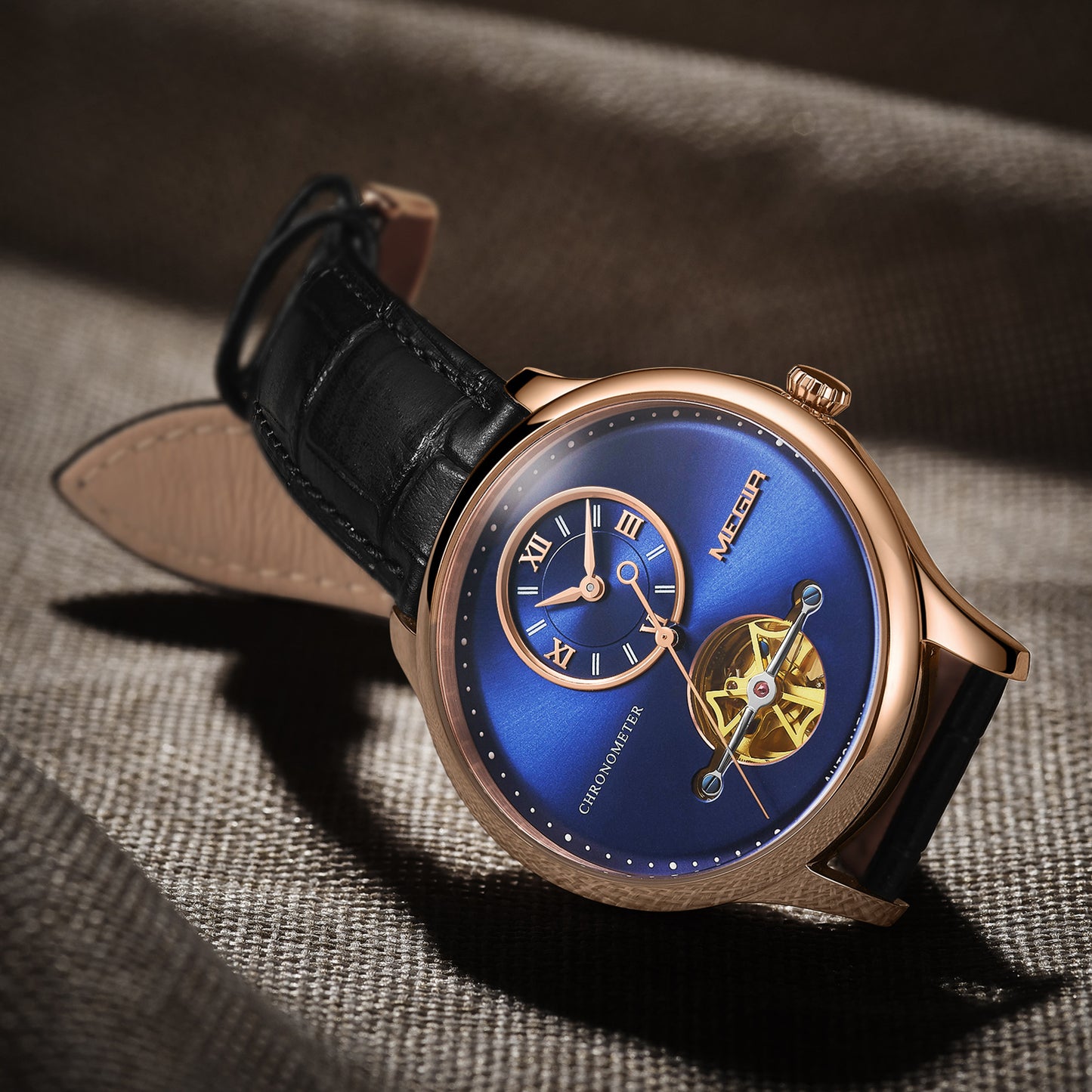 MEGIR Luxury Brand Men Mechanical Watches Multi-function Clock Wrist Watch Leather Automatic Movement Waterproof Wristwatch-7