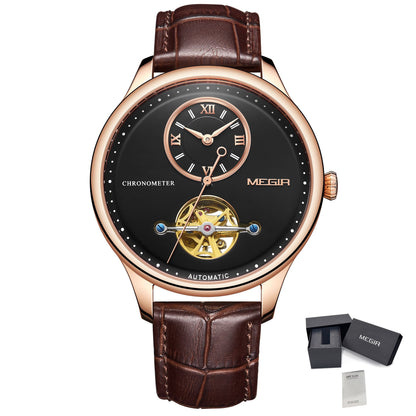 MEGIR Luxury Brand Men Mechanical Watches Multi-function Clock Wrist Watch Leather Automatic Movement Waterproof Wristwatch-14