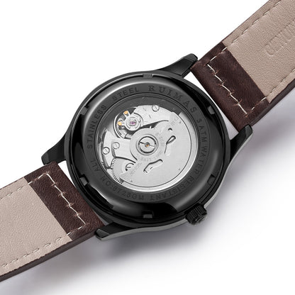 RUIMAS Men Watches Fashion Automatic Mechanical Watch Date Waterproof Business Clock Leather Strap Wristwatch 6725-9
