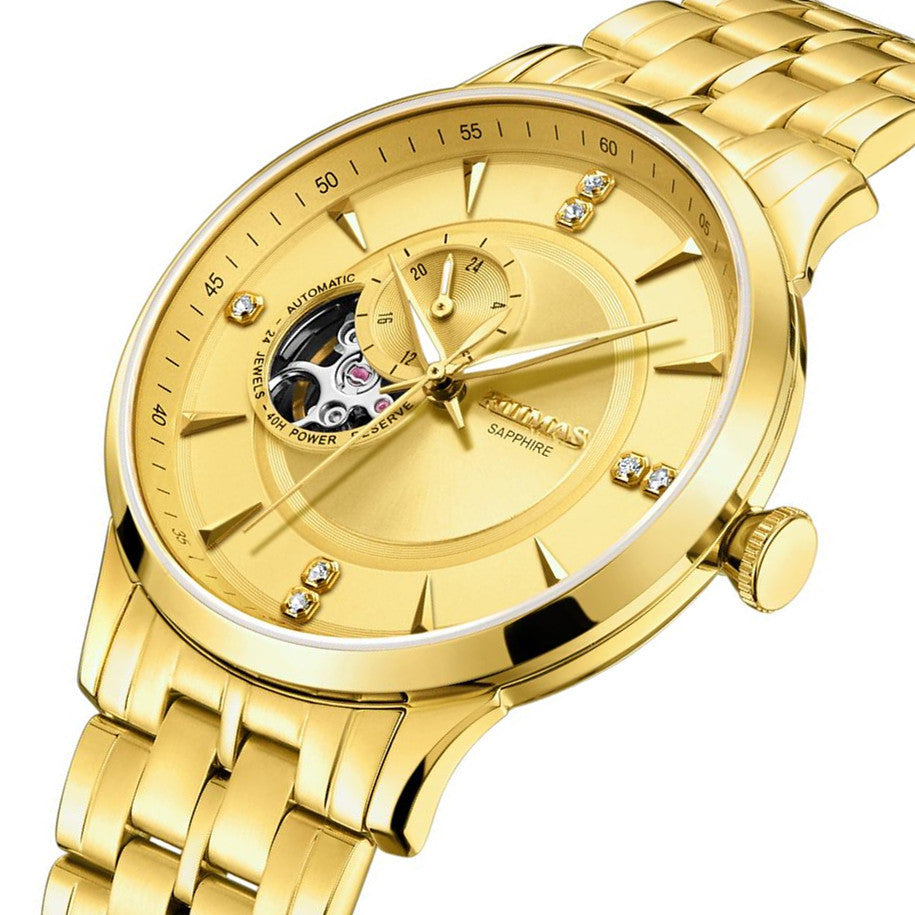RUIMAS Gold Men Watch Luxury Stainless Steel Automatic Mechanical Watches Sapphire Glass Waterproof Wristwatch Relogio Masculino-6