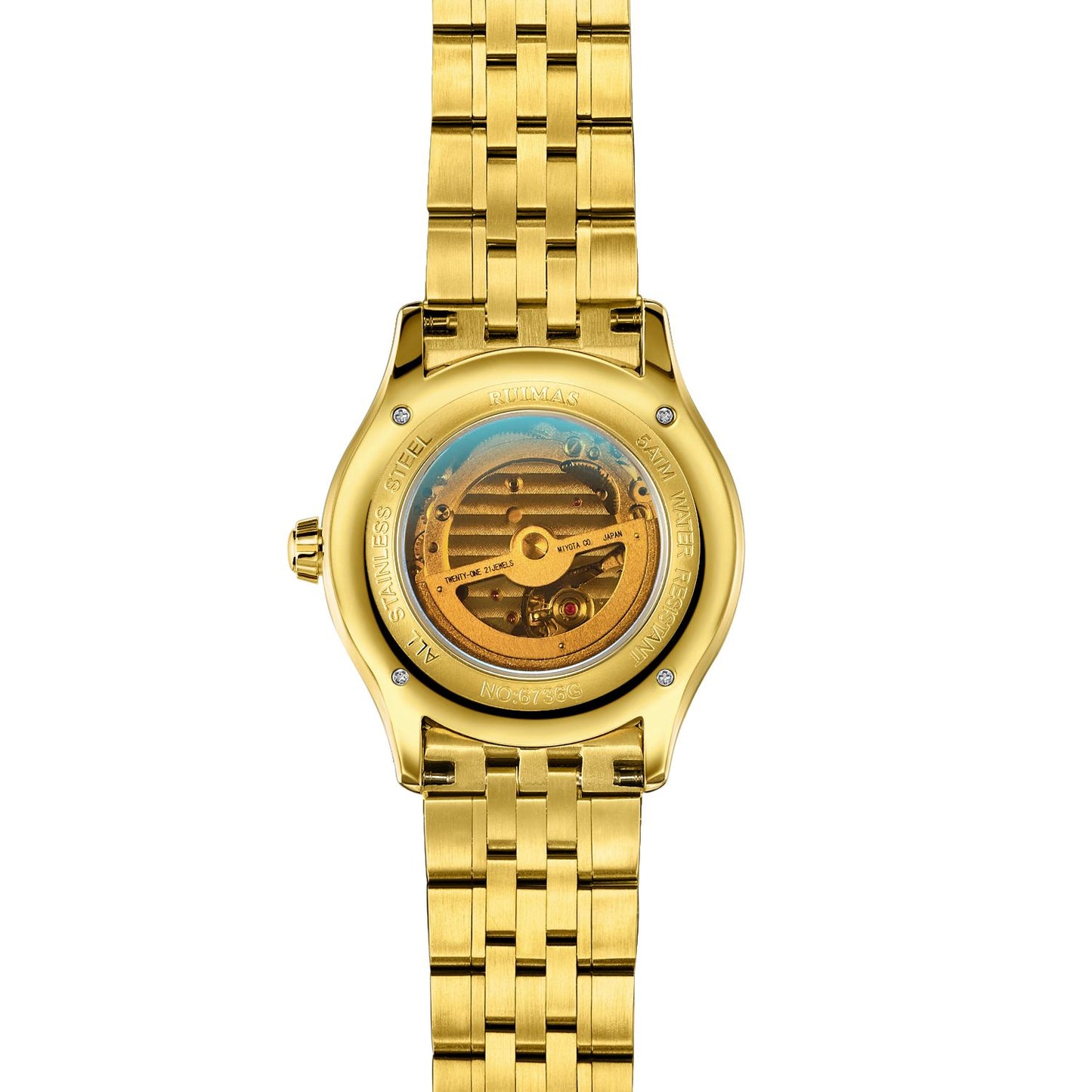 RUIMAS Luxury Men Mechanical Watches Sapphire Glass Stainless Steel Bracelet Business Casual WristWatch Clock Montre Homme-10