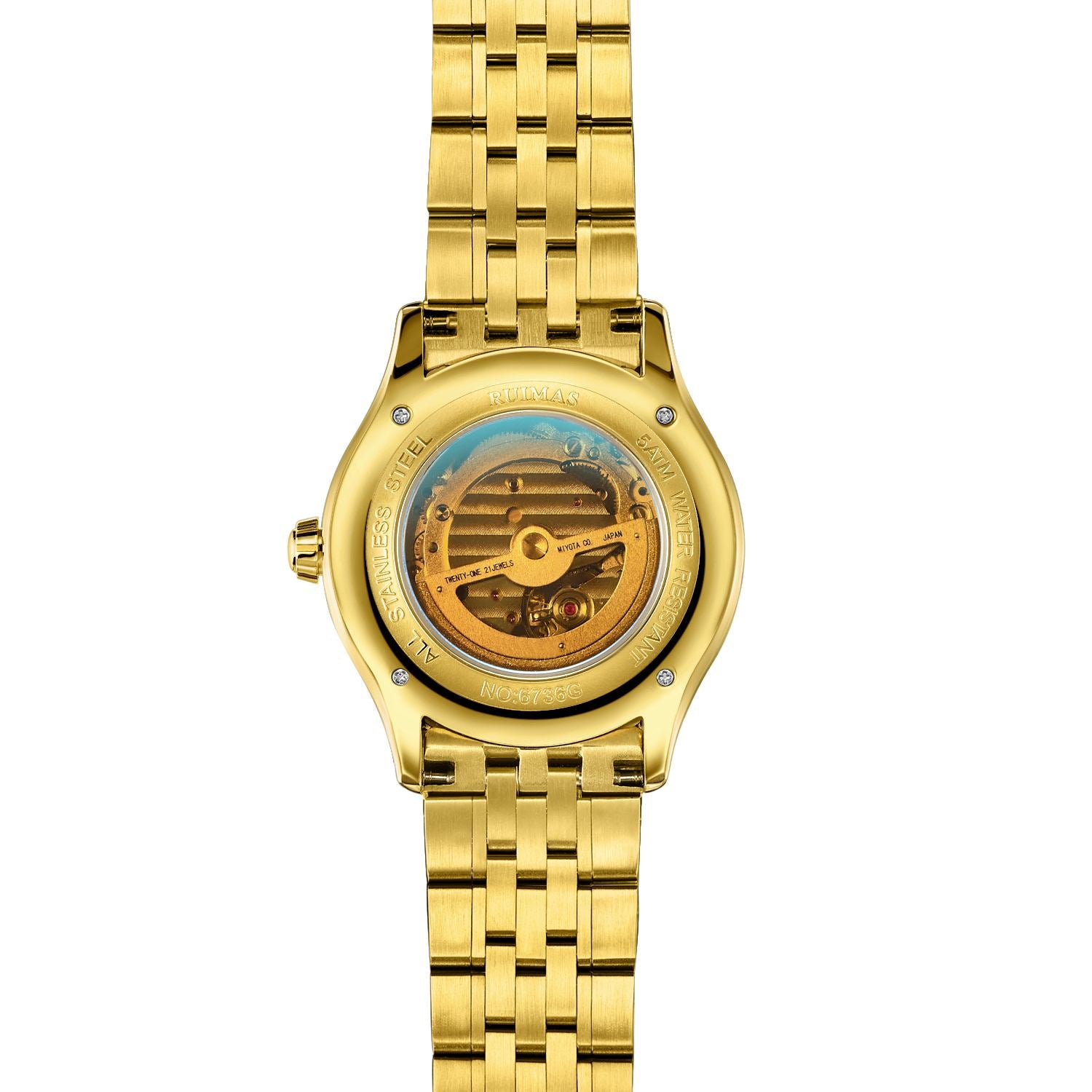 RUIMAS Luxury Men Mechanical Watches Sapphire Glass Stainless Steel Bracelet Business Casual WristWatch Clock Montre Homme-10