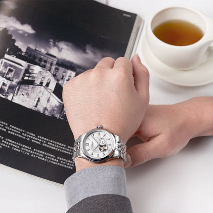 RUIMAS Luxury Men Mechanical Watches Sapphire Glass Stainless Steel Bracelet Business Casual WristWatch Clock Montre Homme-3