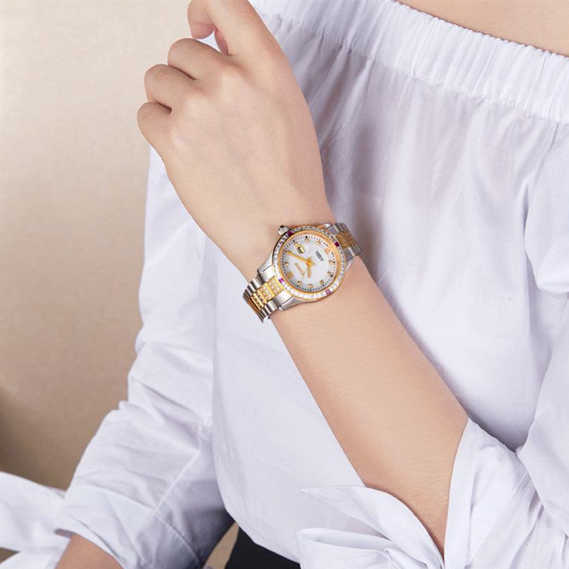 RUIMAS Sapphire Mechanical Women Watch Brand Luxury Steel Bracelet Ladies Fashion Watch Automatic Female Clock Reloj Mujer 6740-2