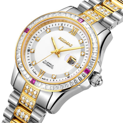 RUIMAS Sapphire Mechanical Women Watch Brand Luxury Steel Bracelet Ladies Fashion Watch Automatic Female Clock Reloj Mujer 6740-7