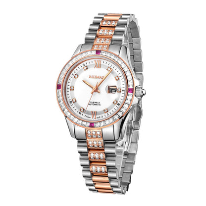 RUIMAS Sapphire Mechanical Women Watch Brand Luxury Steel Bracelet Ladies Fashion Watch Automatic Female Clock Reloj Mujer 6740-5
