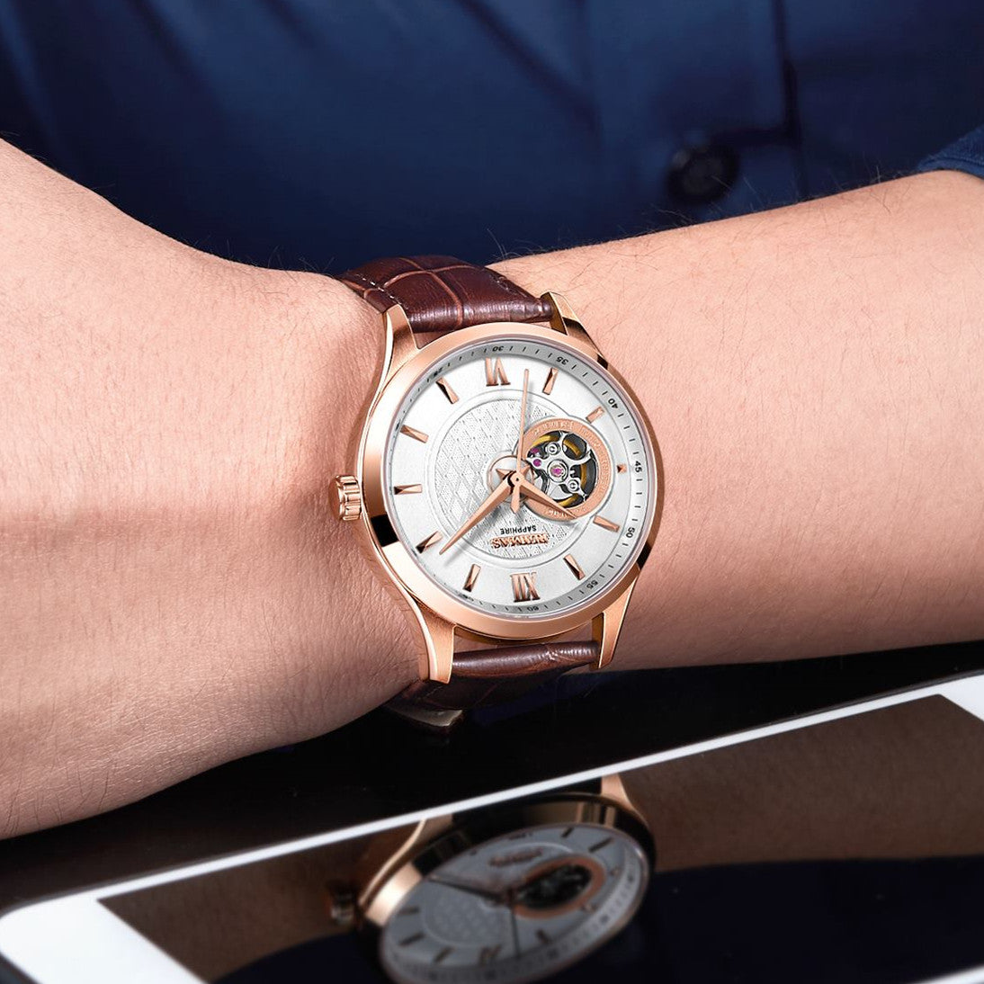 RUIMAS Business Men Watch Luxury Fashion Automatic Mechanical Watches for Men Waterproof Male Wristwatch Relogio Masculino 6754-3