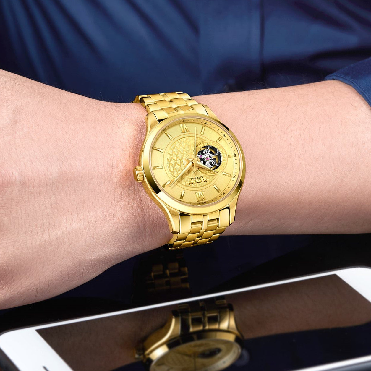 RUIMAS Business Men Watch Luxury Fashion Automatic Mechanical Watches for Men Waterproof Male Wristwatch Relogio Masculino 6754-2