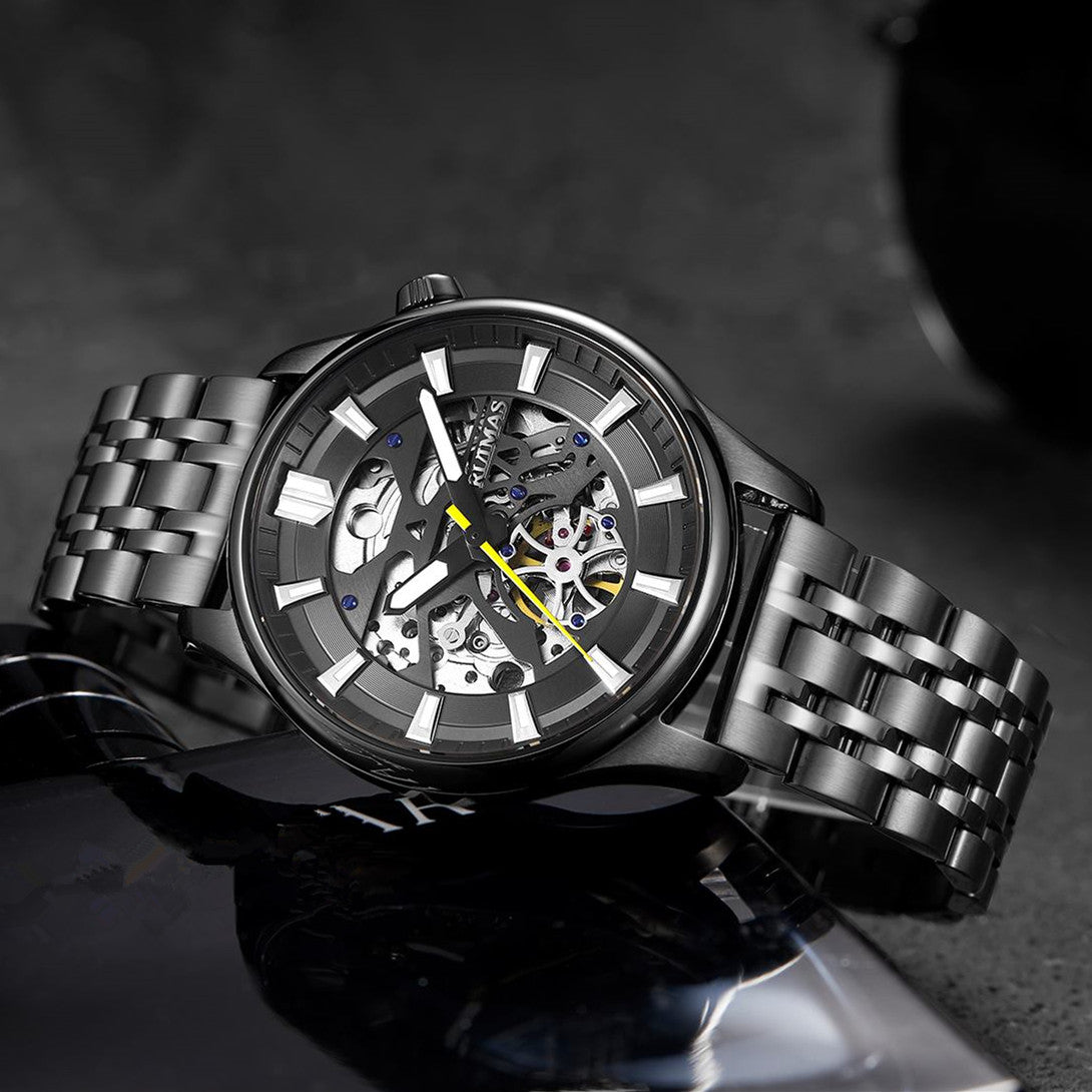 RUIMAS Men's Watch Stainless Steel Automatic Mechanical Wristwatches Luxury Business Man Watches 5ATM Luminous Male Clock 6770-5