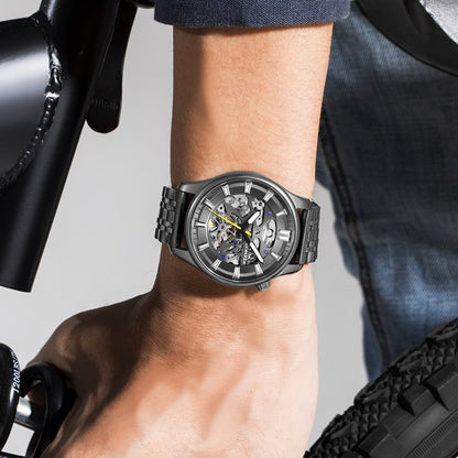 RUIMAS Men's Watch Stainless Steel Automatic Mechanical Wristwatches Luxury Business Man Watches 5ATM Luminous Male Clock 6770-4