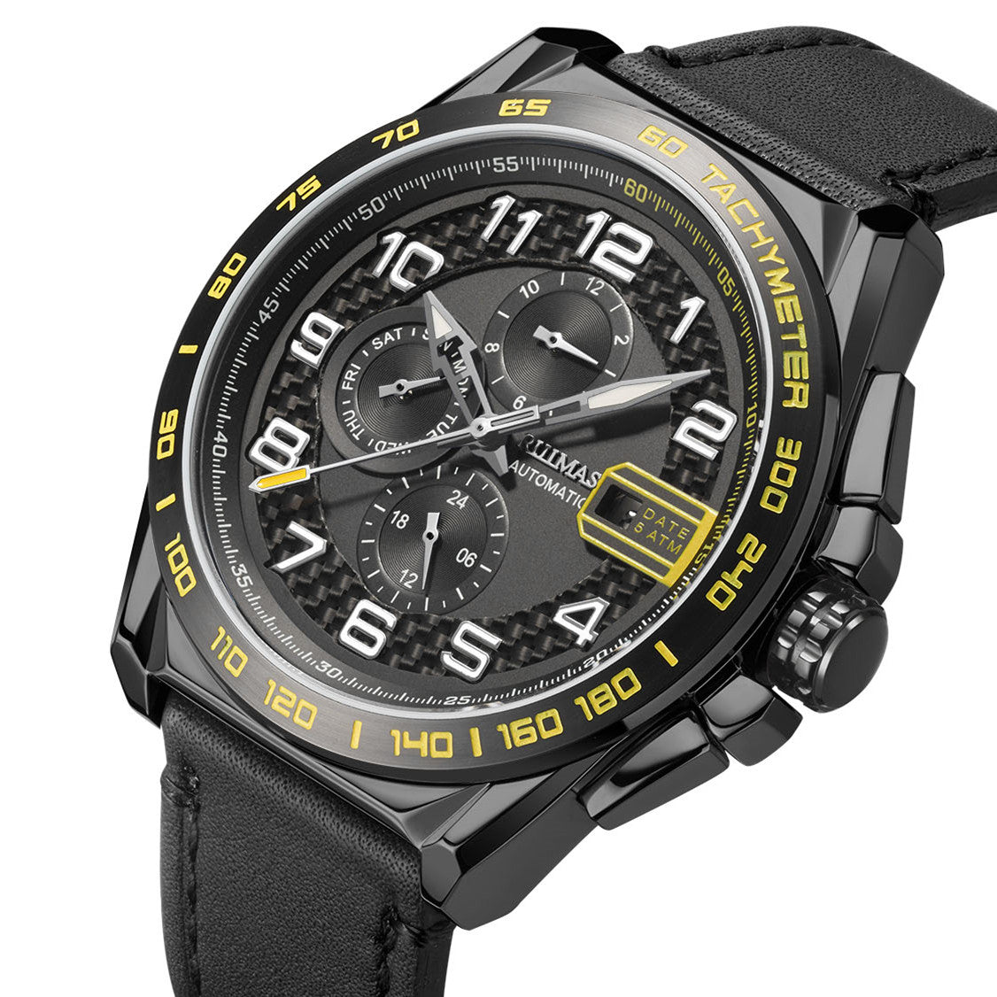 RUIMAS Luxury Men Watches Automatic Mechanical Watch Fashion Sport Casual Wristwatch Leather Strap Luminous Date Male Clock 6771-7