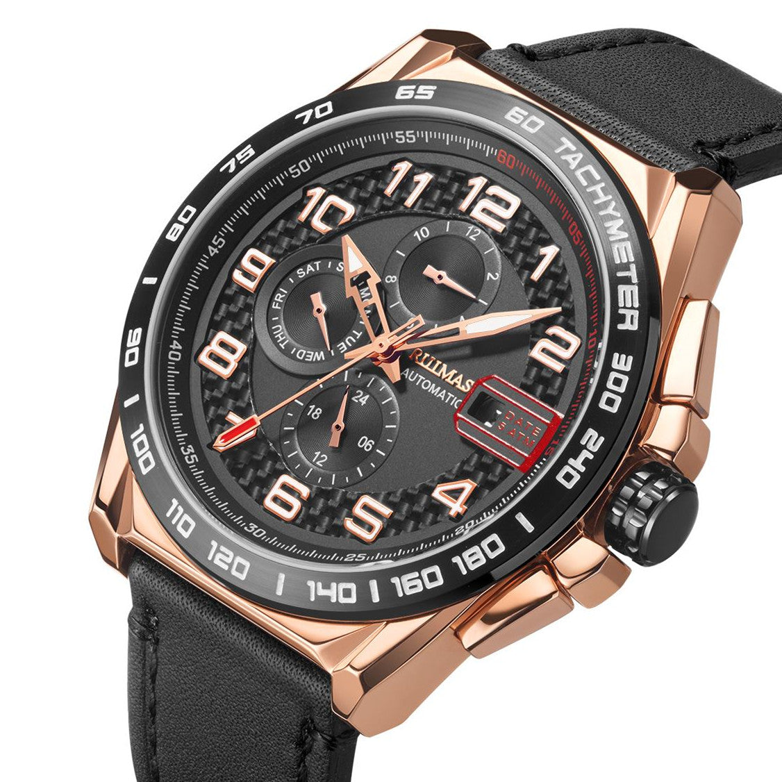 RUIMAS Luxury Men Watches Automatic Mechanical Watch Fashion Sport Casual Wristwatch Leather Strap Luminous Date Male Clock 6771-8