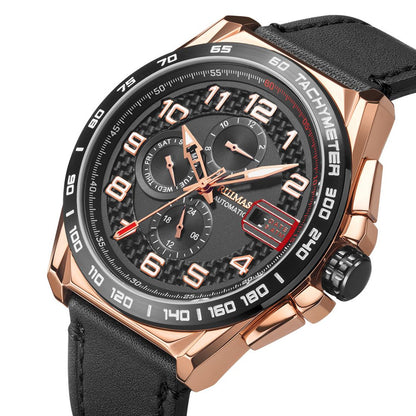 RUIMAS Luxury Men Watches Automatic Mechanical Watch Fashion Sport Casual Wristwatch Leather Strap Luminous Date Male Clock 6771-8