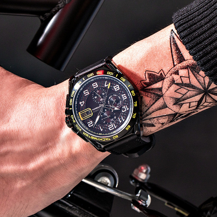 RUIMAS Luxury Men Watches Automatic Mechanical Watch Fashion Sport Casual Wristwatch Leather Strap Luminous Date Male Clock 6771-1