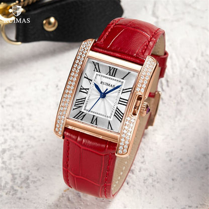 RUIMAS Fashion Automatic Mechanical Watch for Women Luxury Leather Ladies Wristwatch Waterproof Female Clock Reloj Mujer 6773-0