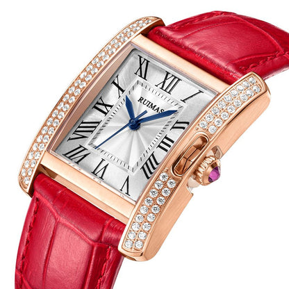 RUIMAS Fashion Automatic Mechanical Watch for Women Luxury Leather Ladies Wristwatch Waterproof Female Clock Reloj Mujer 6773-10
